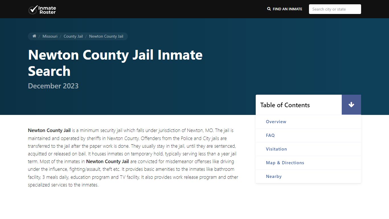 Inmate Search | Newton County Jail - Neosho, MO